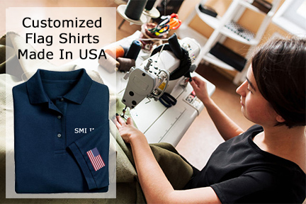 employee embroiders on custom sport shirts