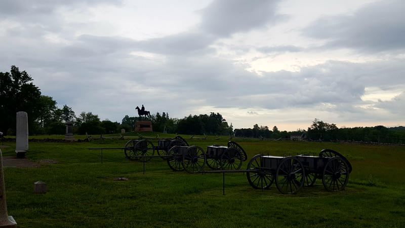 artillery wagons at Gettysburg battlefield