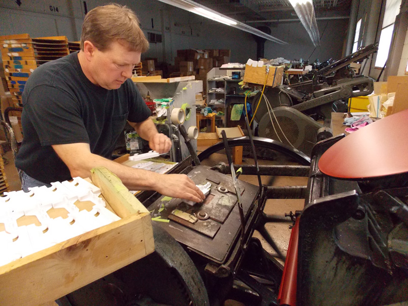 working letterpress to print rain gauges