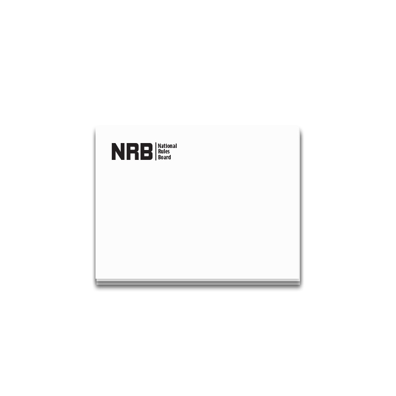 4" x 3" sticky notes with custom agency logo at top and url at bottom