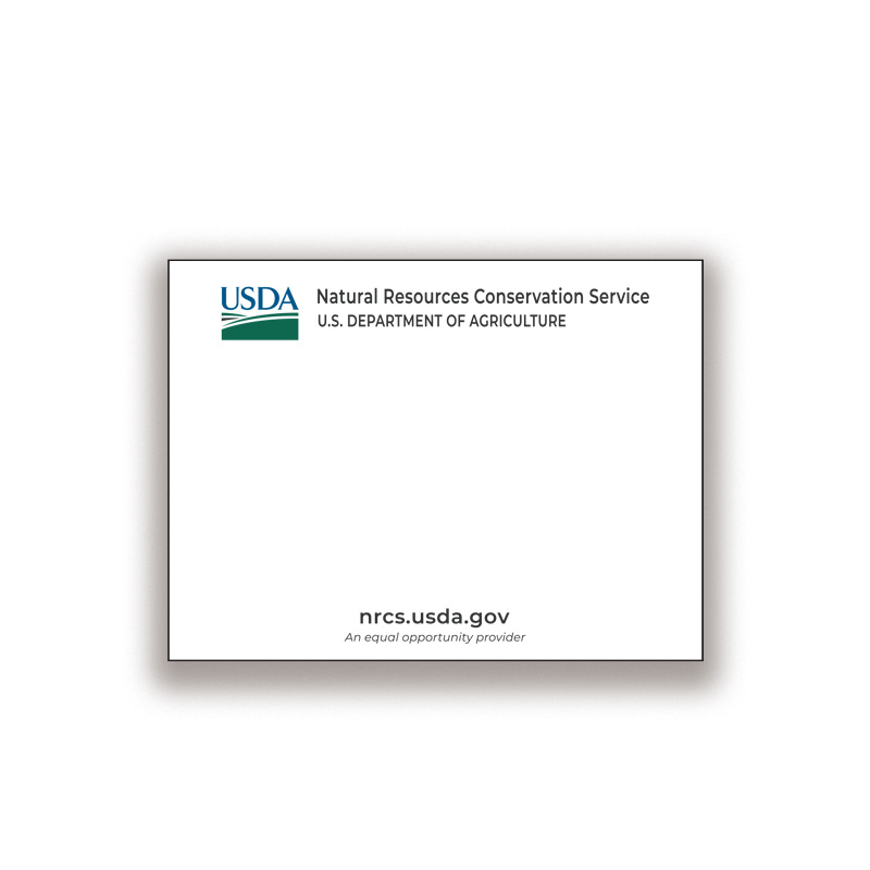 4" x 3" sticky notes with USDA logo and NRCS text at top and NRCS url at bottom