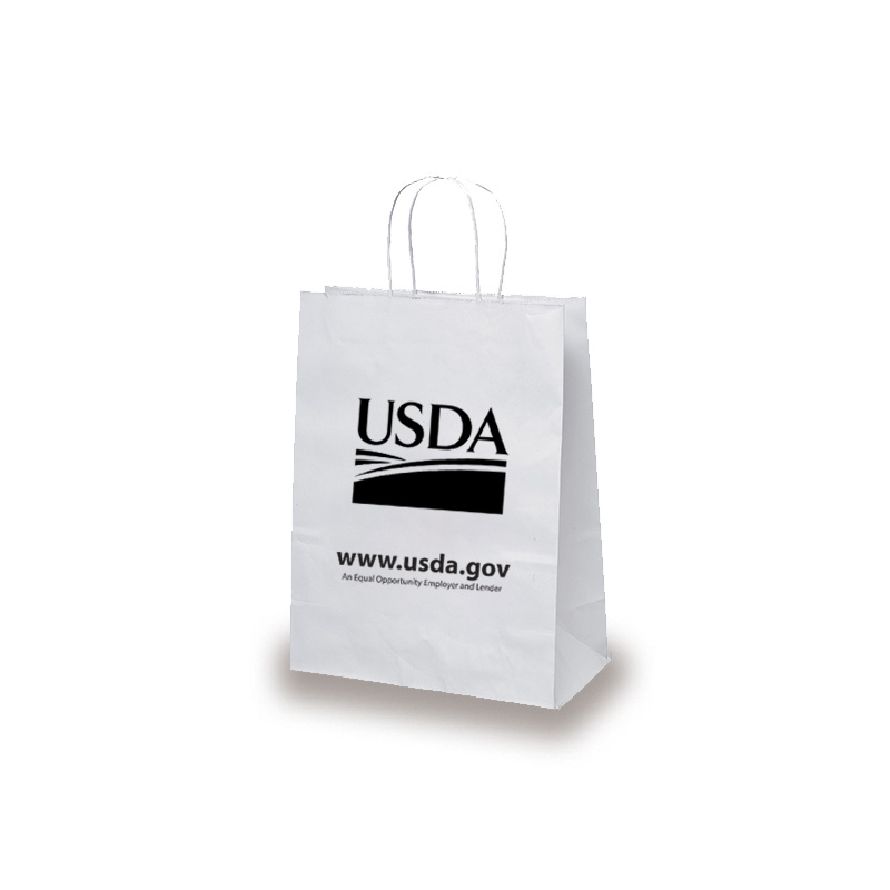 white paper bags with USDA logo and URL