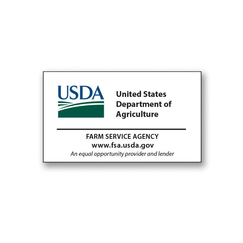 white magnets with blue and green USDA logo and black USDA and FSA text and FSA url