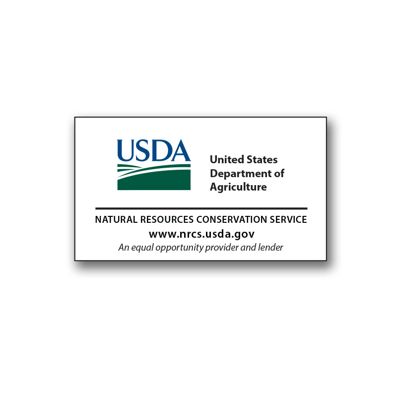 white magnets with blue and green USDA logo and black USDA and NRCS text and NRCS url
