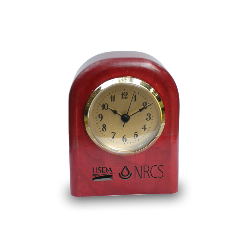 Wooden clocks with usda logo and legacy nrcs logo