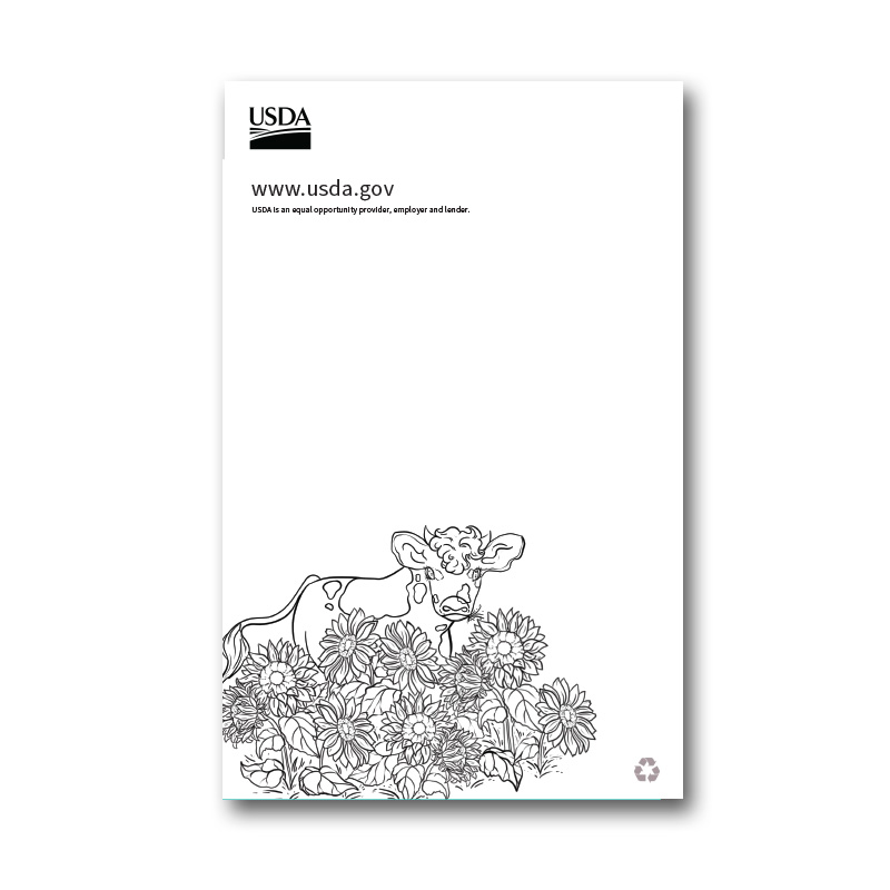 Notepads with USDA logo and text at top, cow graphic at bottom