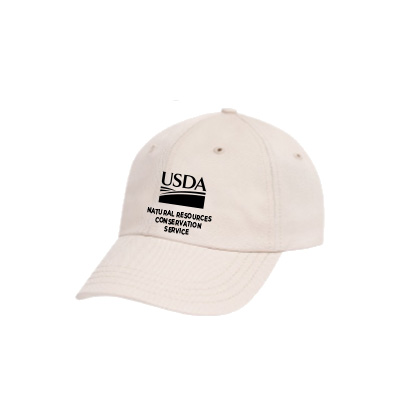 High-profile Unstructured Cap embroidered with USDA logo and NRCS text - USA made