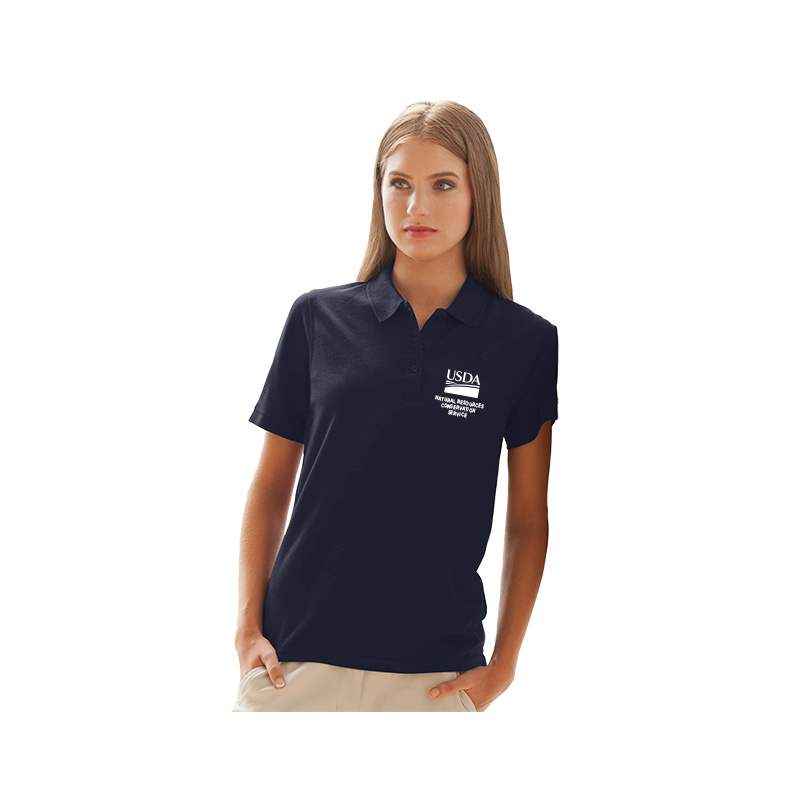 Women's polo shirt with USDA logo and NRCS text
