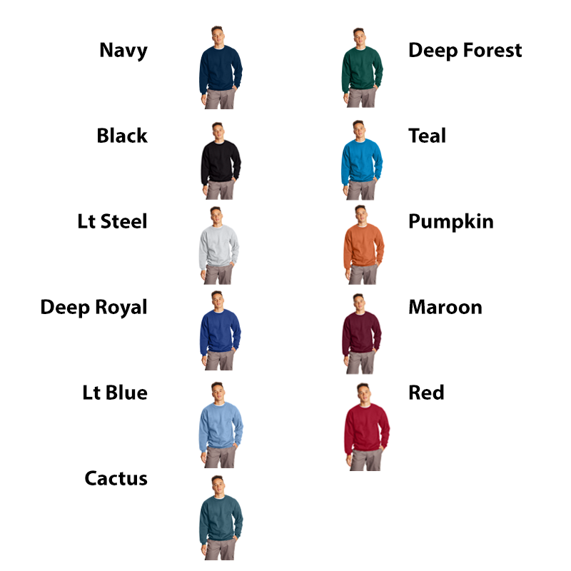 color choices navy, deep forest, black, teal, light steel, pumpkin, deep royal, maroon, light blue, red, cactus