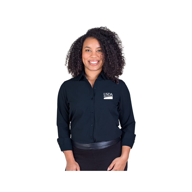 Button-down women's shirt with USDA logo