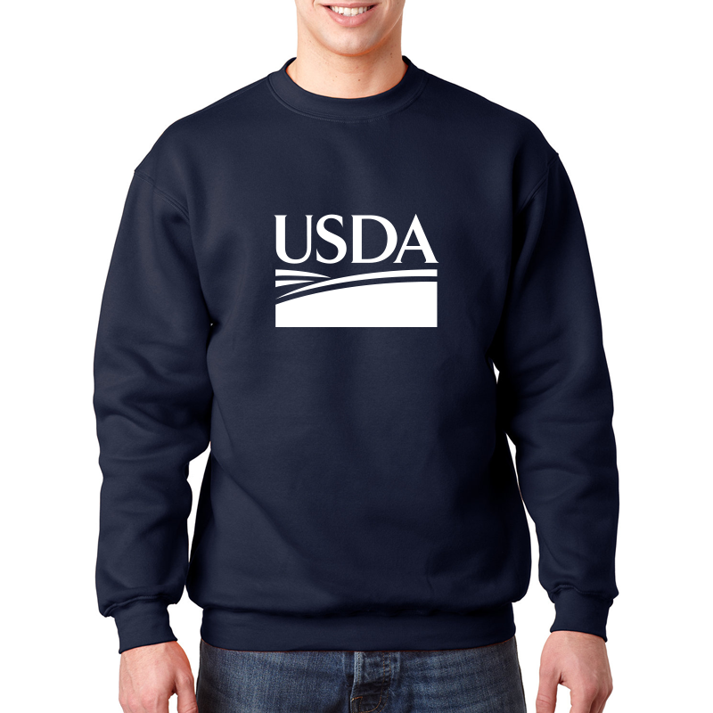 navy blue crewneck sweatshirt with USDA logo