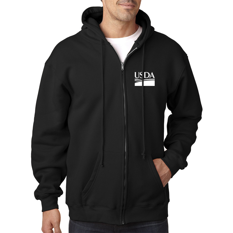 USA made Hooded zip sweatshirt with USDA logo