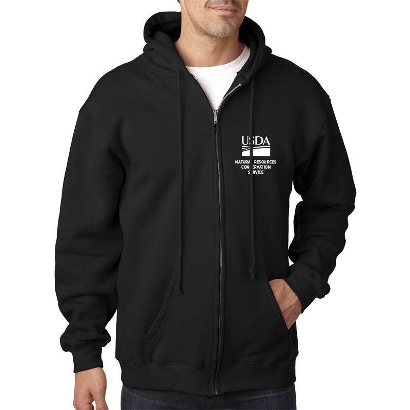 USA made Hooded Zip Sweatshirt with USDA logo and NRCS text