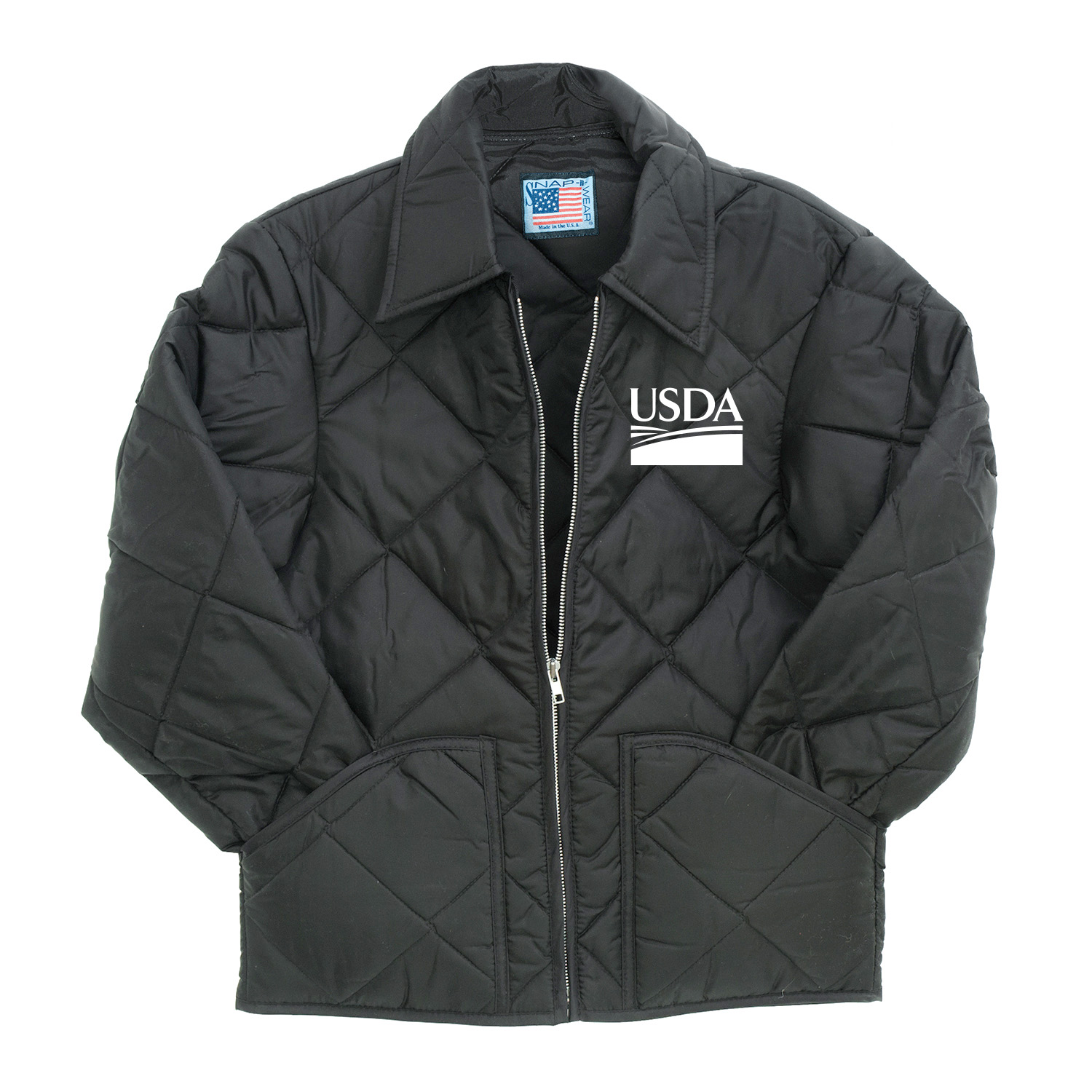 USA made Quilted jacket with USDA logo in black