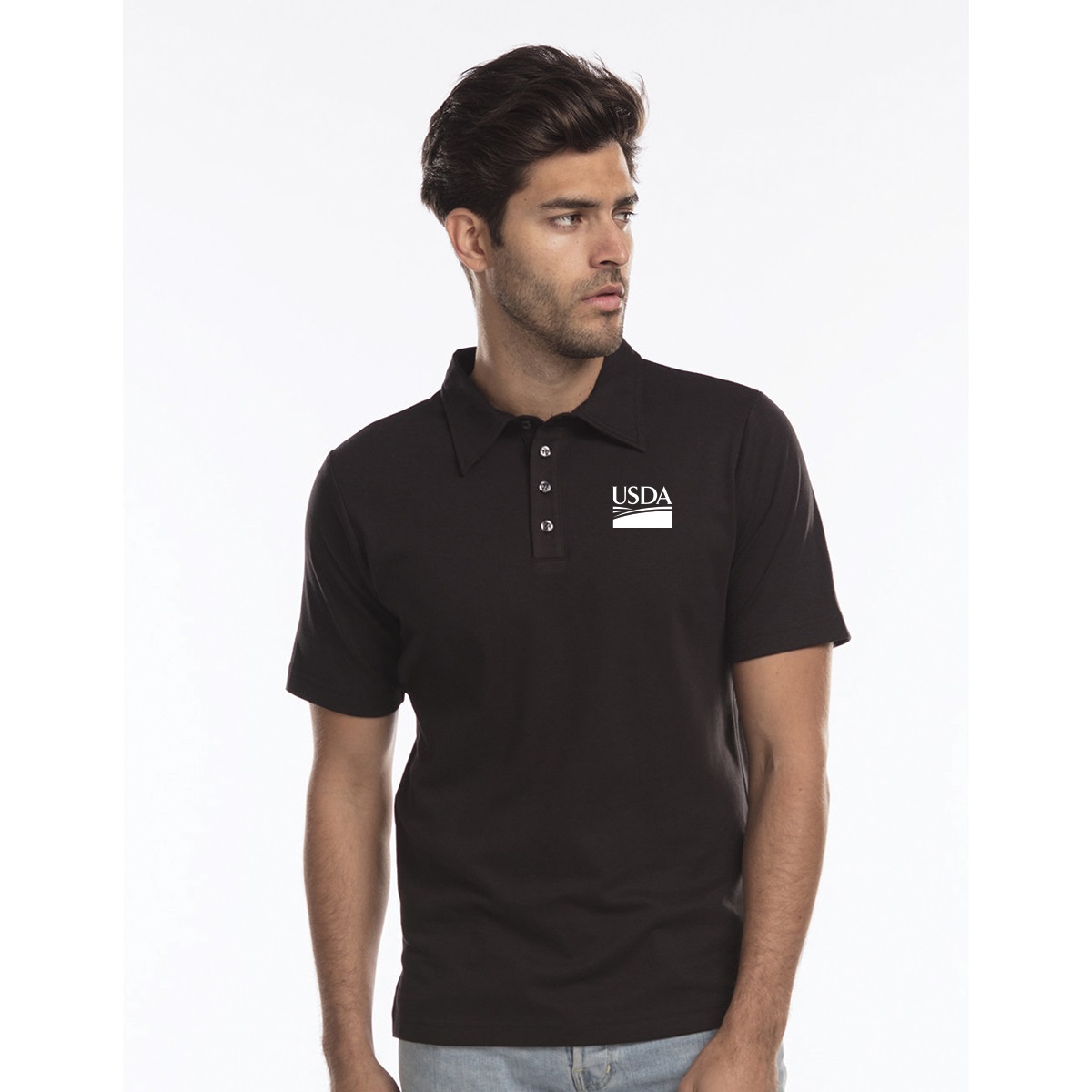 USA made cotton Polo shirt with USDA logo in black