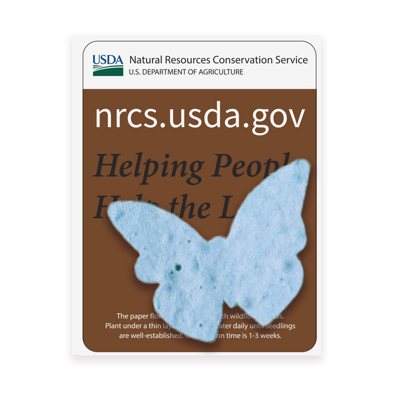 Butterfly shaped handmade Seed Cards with NRCS labelling