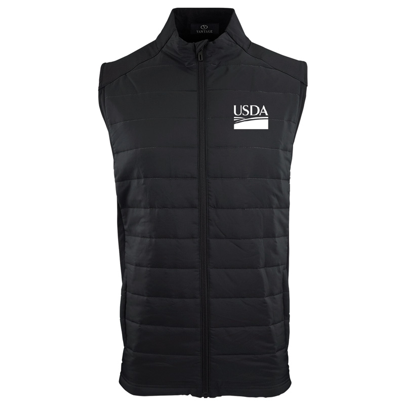 mens quilted vest with USDA logo