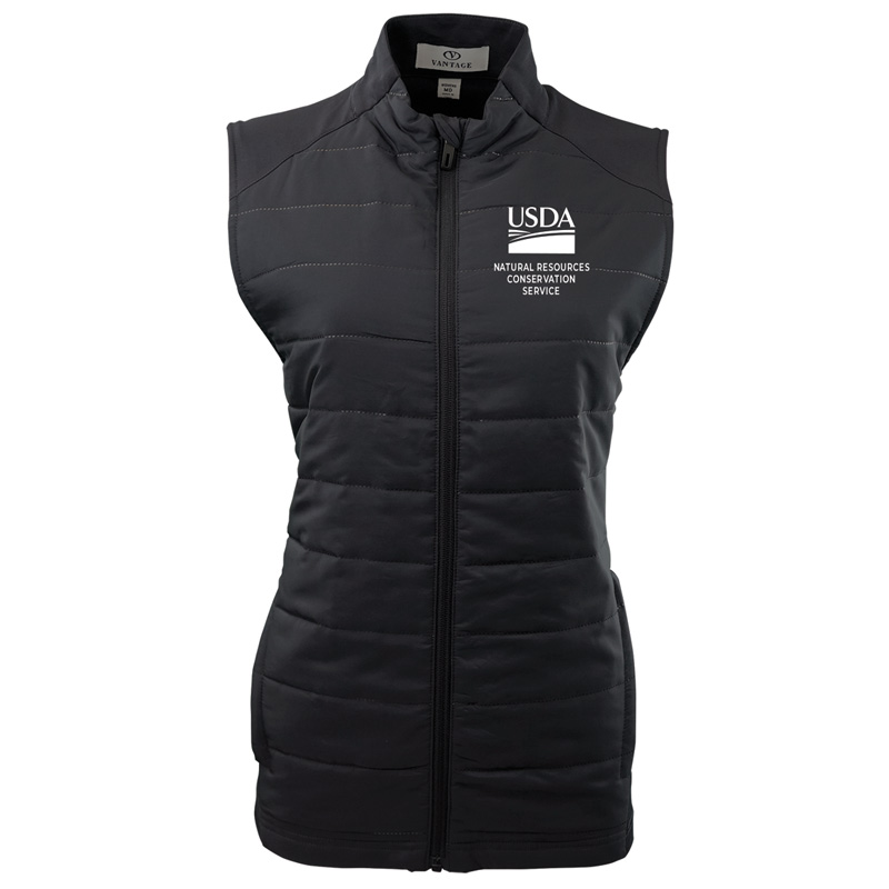 womens quilted vest with USDA NRCS logo