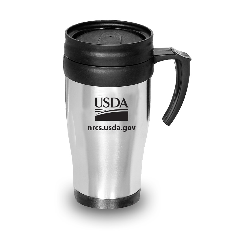 Stainless Travel Mugs with USDA logo and NRCS url