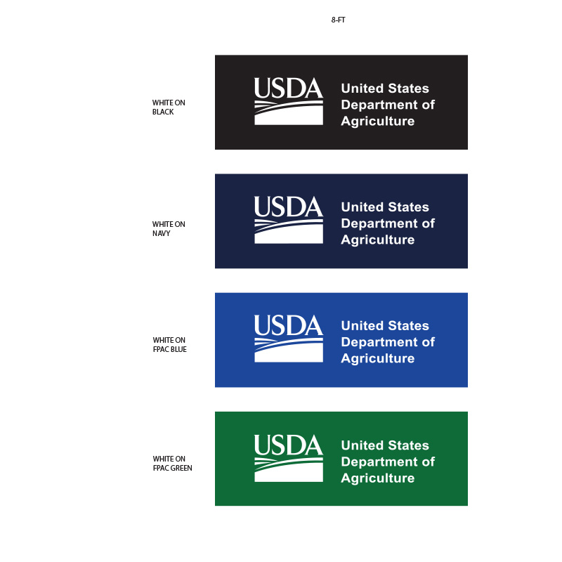 banner color choices black, navy, fpac blue, fpac green, with USDA logo