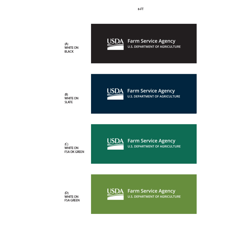 banner color choices black, slate, fsa dark green, fsa green, with USDA logo and FSA text