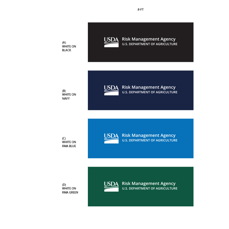 banner color choices black, navy, rma blue, rma green, with USDA logo and RMA text