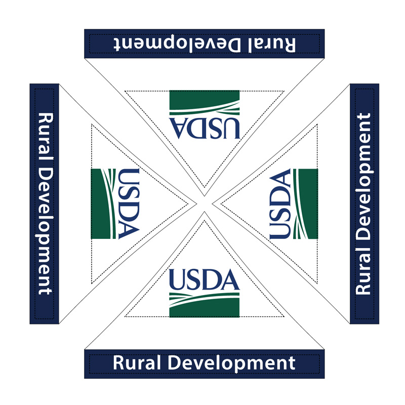 top view showing layout of RDA canopy tent artwork