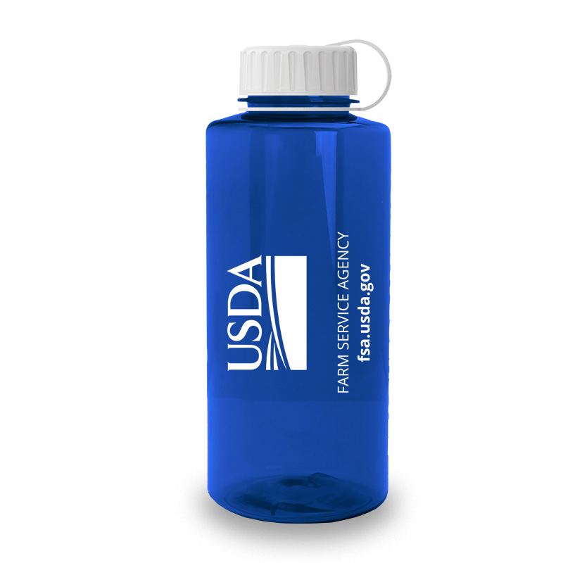 36oz Mountain Bottles with USDA logo and FSA text and url