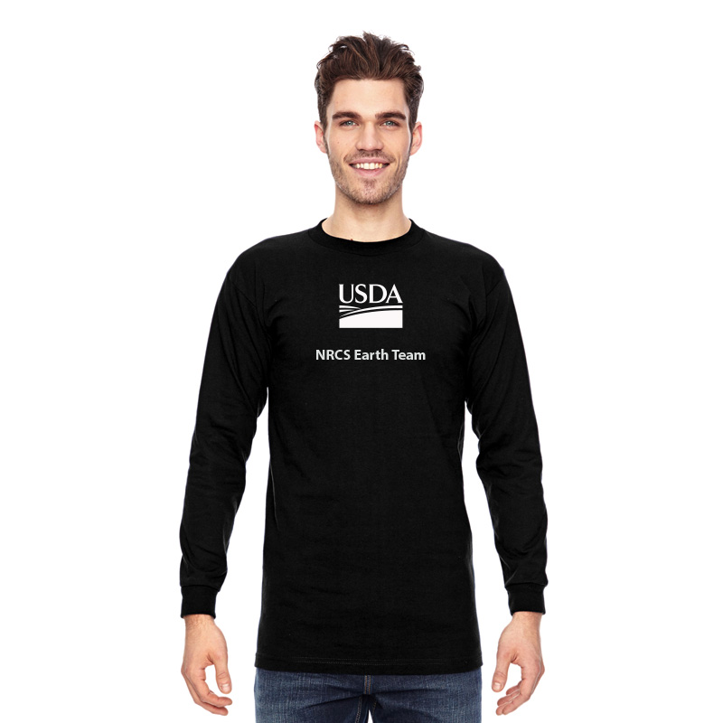 USA made Long Sleeve Tee Shirts with USDA logo and NRCS Earth Team text
